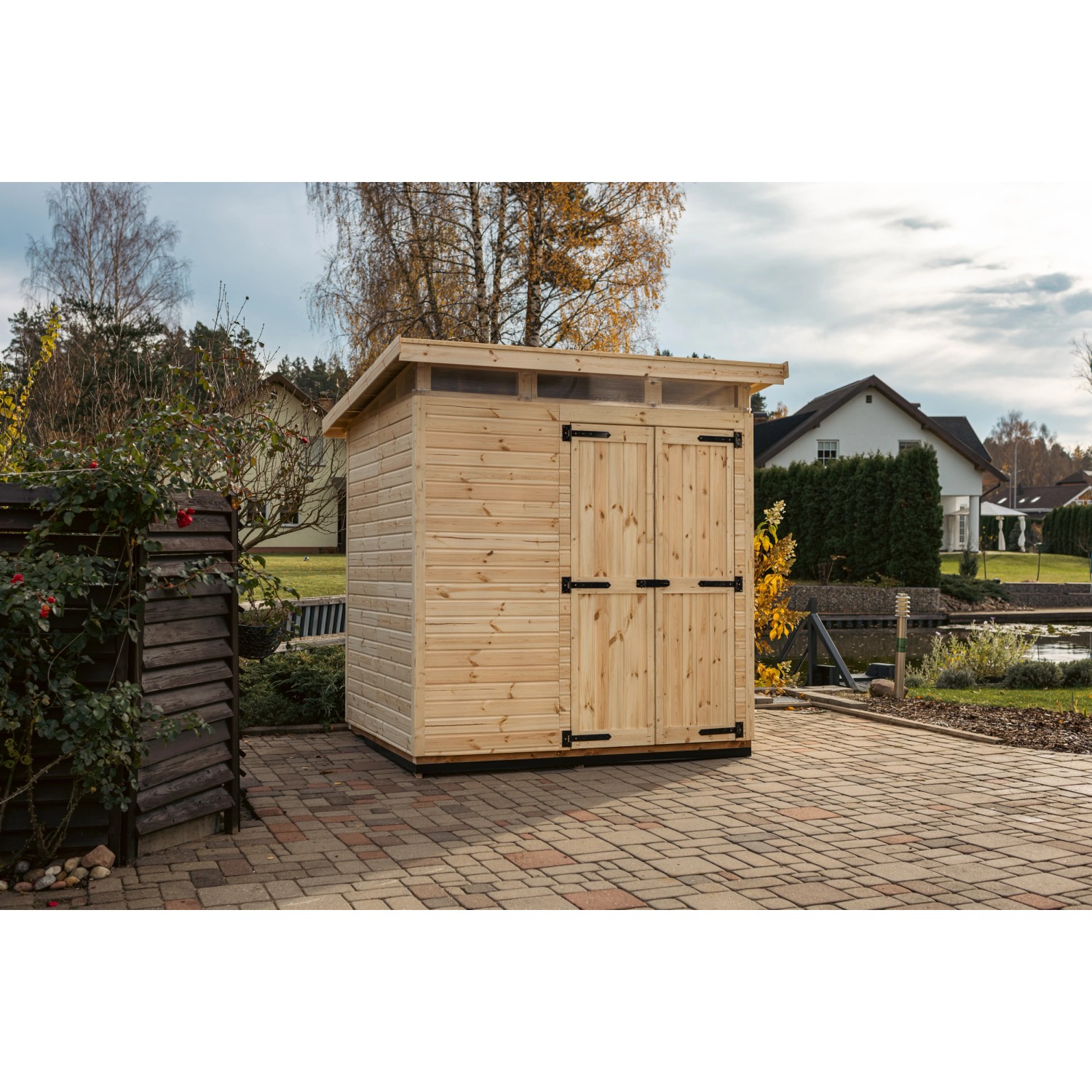 Upyard Gartenhaus Strongbox L mit Fundament 203 cm x 163 cm Natur FSC® günstig online kaufen