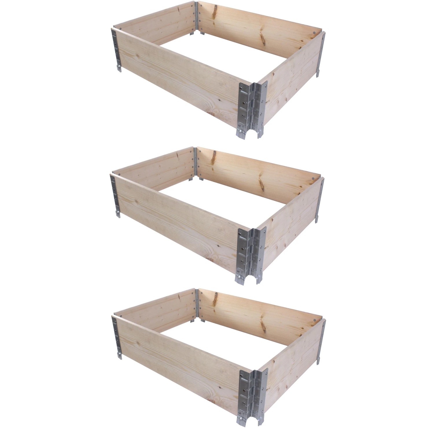 BigDean 3X Hochbeet Palettenrahmen 80x60x20cm Groß Holzrahmen Faltbar Steckbar Stapelbar Ideal für Pflanzen Blumen Obst Gemüse Kräuter