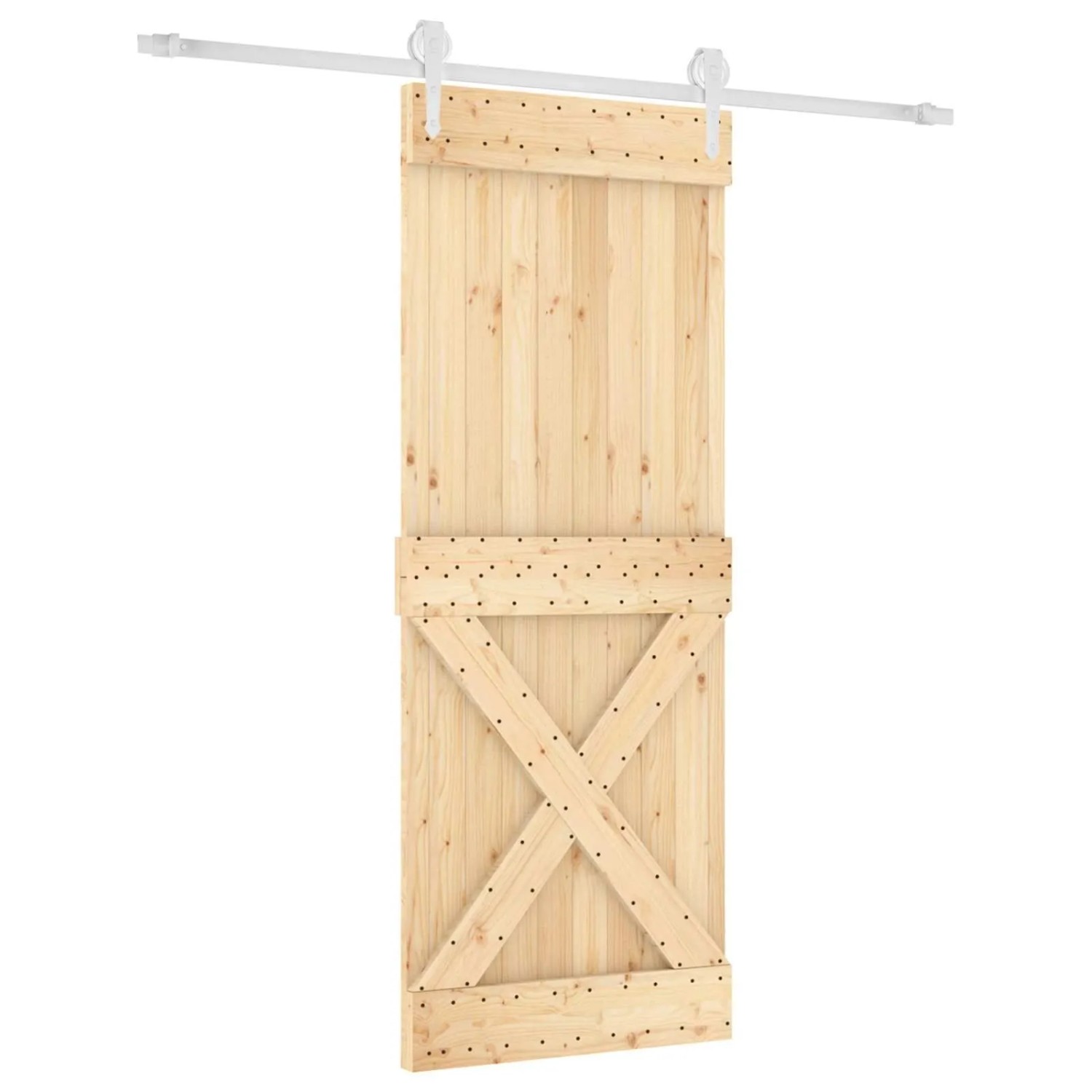 vidaXL Schiebetür Natur und Weiß 80 x 210 cm Massivkiefer 3445189
