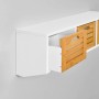 SoBuy Wandgarderobe FHK19-WN mit 3 Körben aus Naturholz und 4 Haken.