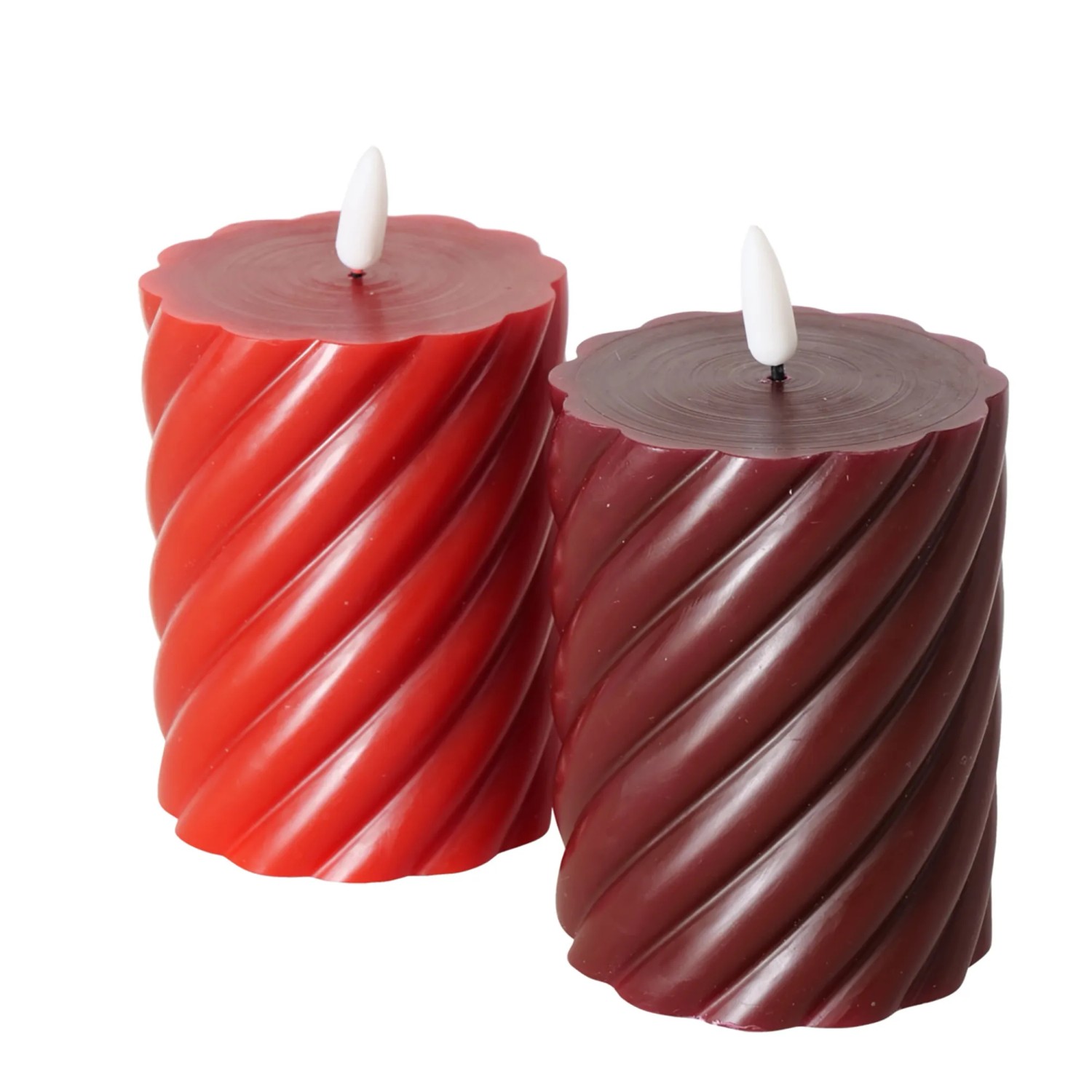Boltze LED-Kerze Wrap 2-fach Sortiert Ø 7,5 cm x 10 cm Dunkelrot-Rot