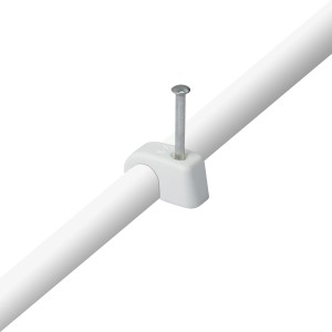 Weiße Expressschelle mit Nagel zur Kabelbefestigung (Ø 7-11mm), 40er Pack.