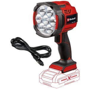 Einhell Akku-Lampe TE-CL 18/2500 LiAC Solo, rot/schwarz, mit 7 LEDs und Kabel. Akkugerät ohne Akku.