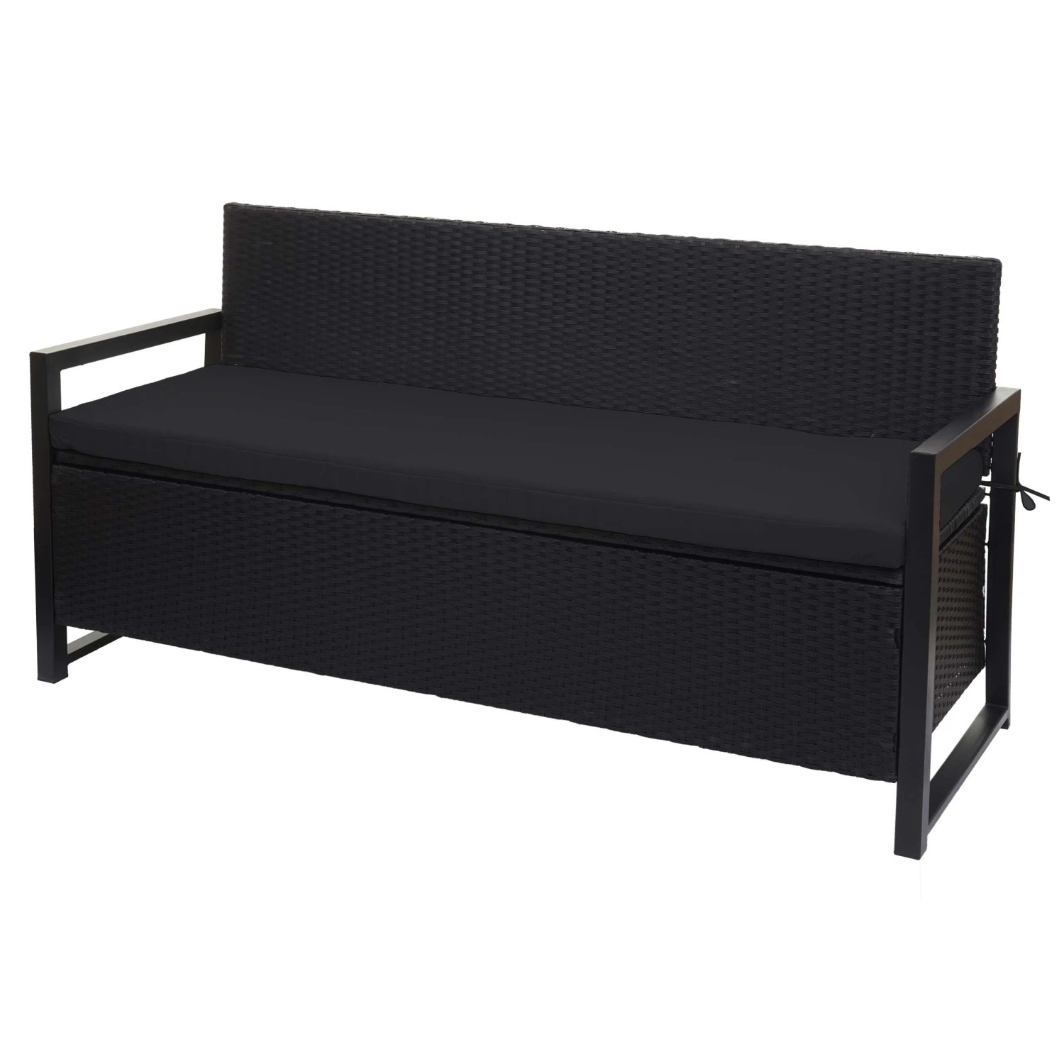 MCW Poly-Rattan 3er Sitzbank F39 Anthrazit Kissen Schwarz