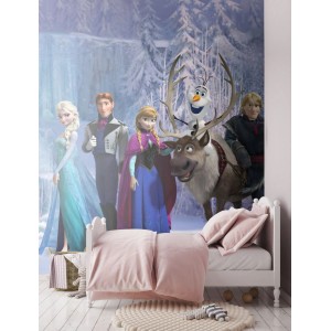 Disney Fototapete „Die Eiskönigin“ in Lila, 360x270 cm, im Kinderzimmer.