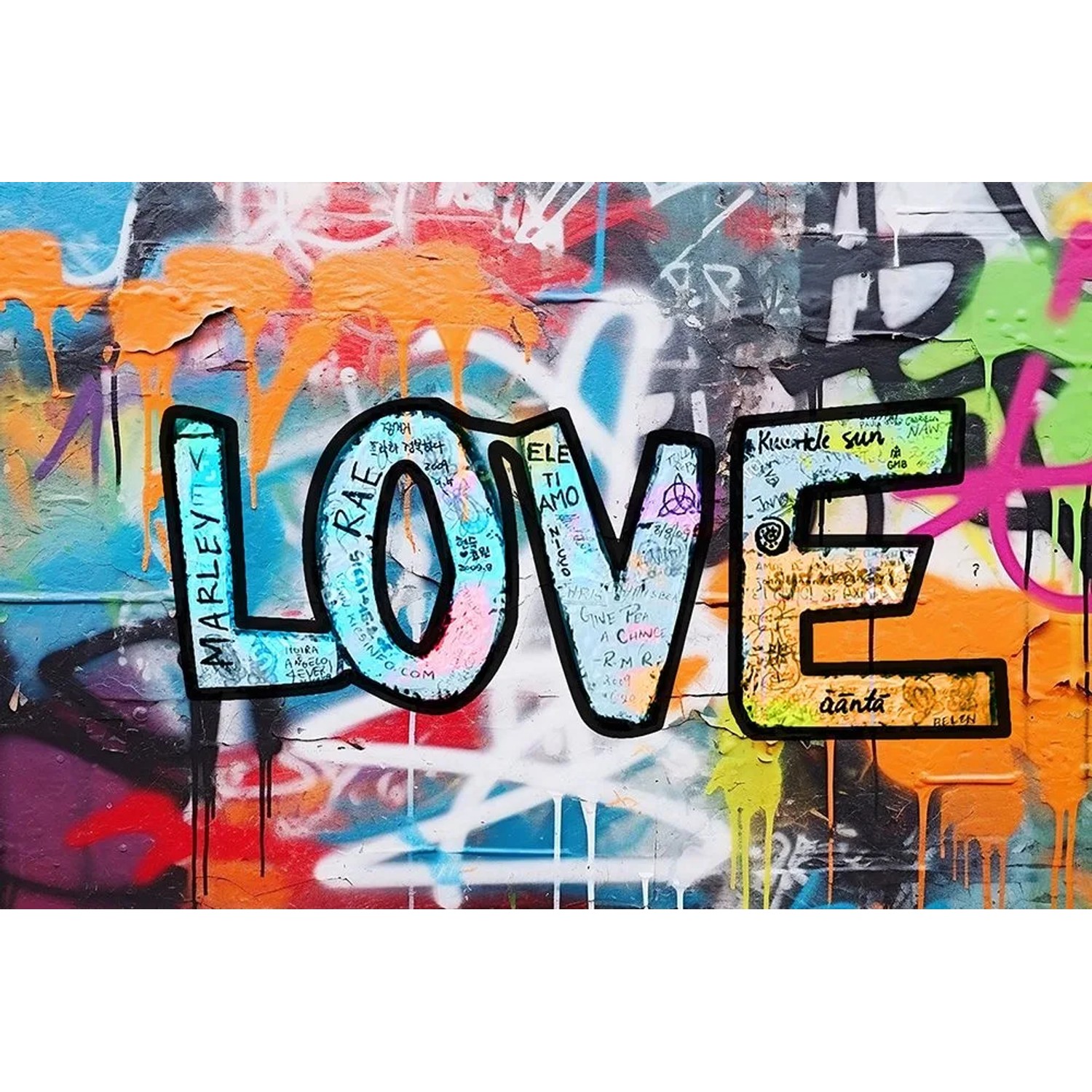 Art Universe Glasbilder Paint The World With Love 80 x 120 cm