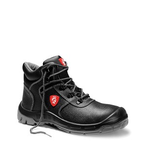 Schwarzer Jori Sicherheitsschnürstiefel Achim S3 Gr. 47 aus Leder mit Stahlkappe.