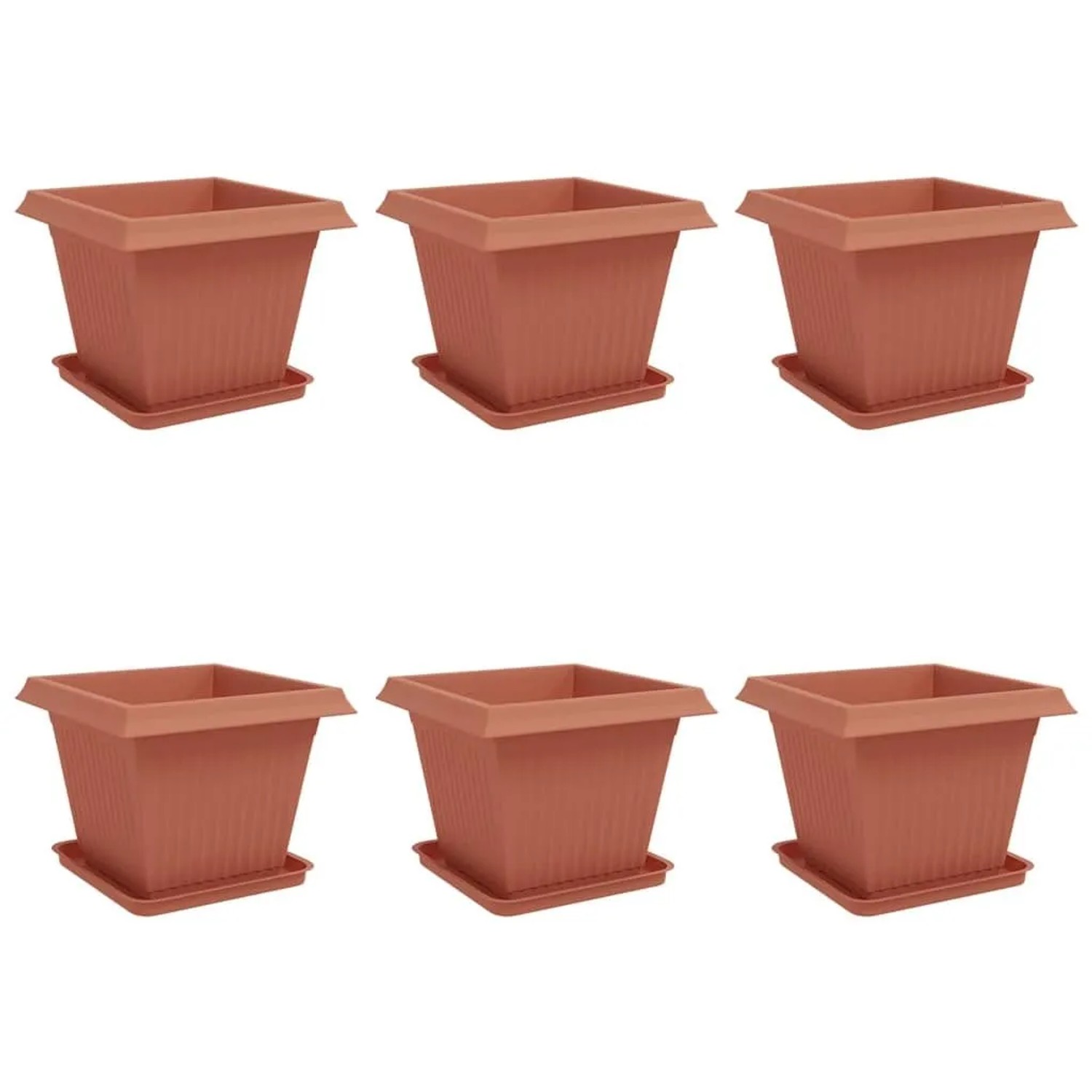 vidaXL Blumentöpfe 6 Stk Ziegelrot 43 x 43 x 33,5 cm Kunststoff 3403296