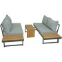 3-teilige Lounge-Gruppe Felice FSC® aus Akazie, Aluminium und Polyester mit grauem Polster und Holztisch.