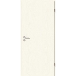 GetaDoor Zimmertür Dekor Esche Weiß, Türblatt mit Schloss und Bändern, DIN rechts.