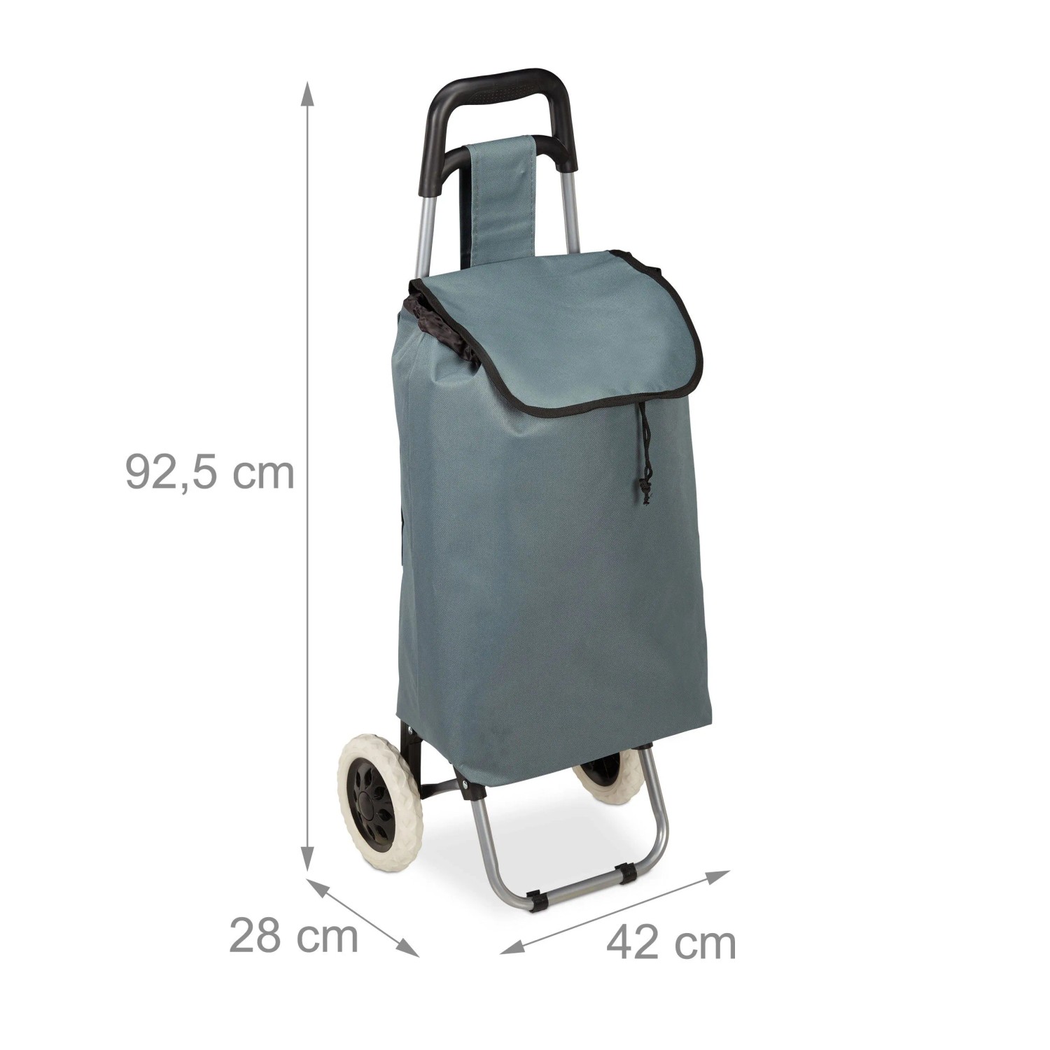 Relaxdays Einkaufstrolley Polyester Grau Klappbar 92,5 x 42 x 28 cm 1,4 kg_4