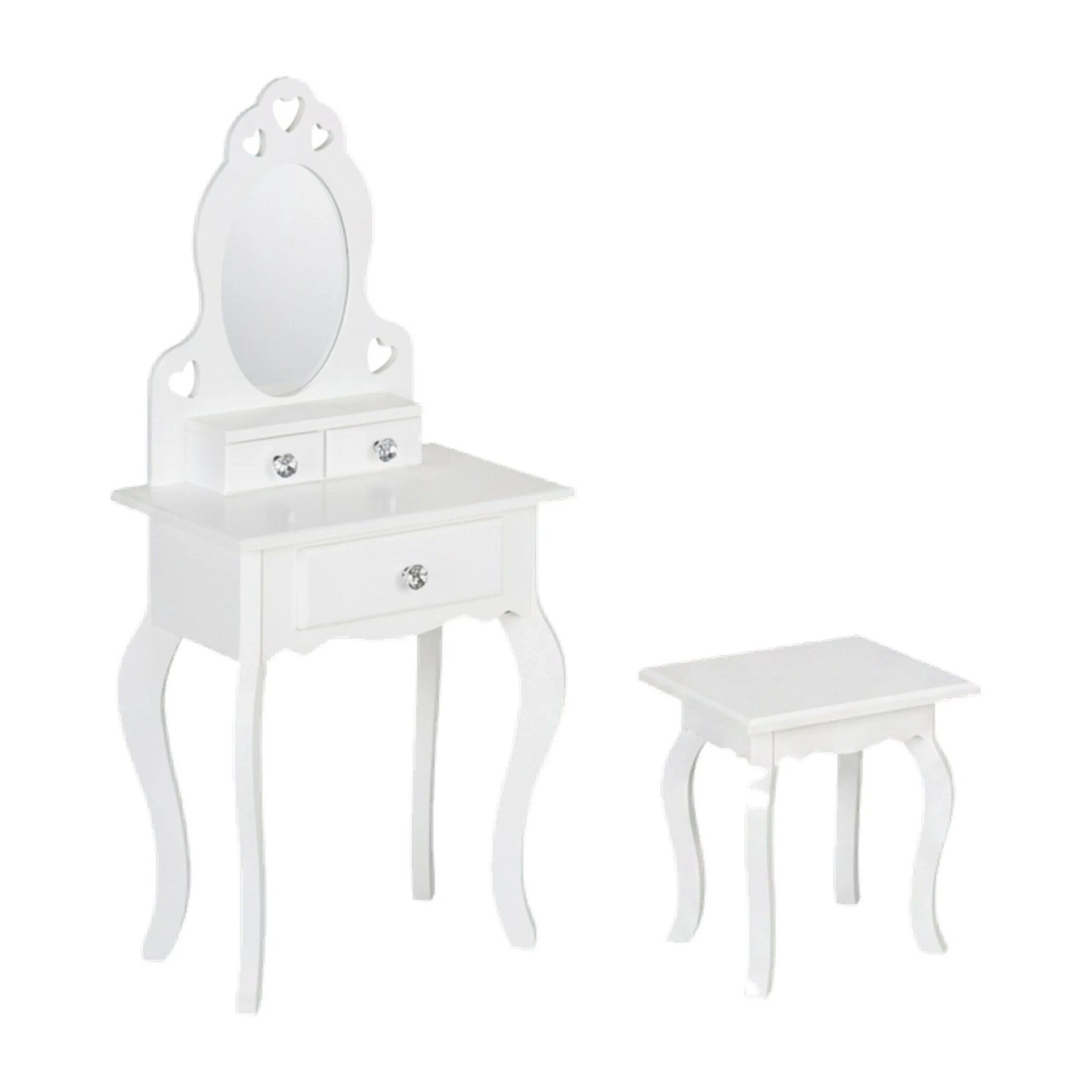 Relaxdays Kinderschminktisch mit Hocker MDF Glas Weiß Mit Spiegel Mit Schubladen 110 cm x 50 cm x 30 cm 9,3 kg