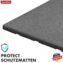 Graue Floordirekt Fallschutzmatte, Elastikmatte 50x50x4 cm, mit Drainage. Robuster Bodenschutz.
