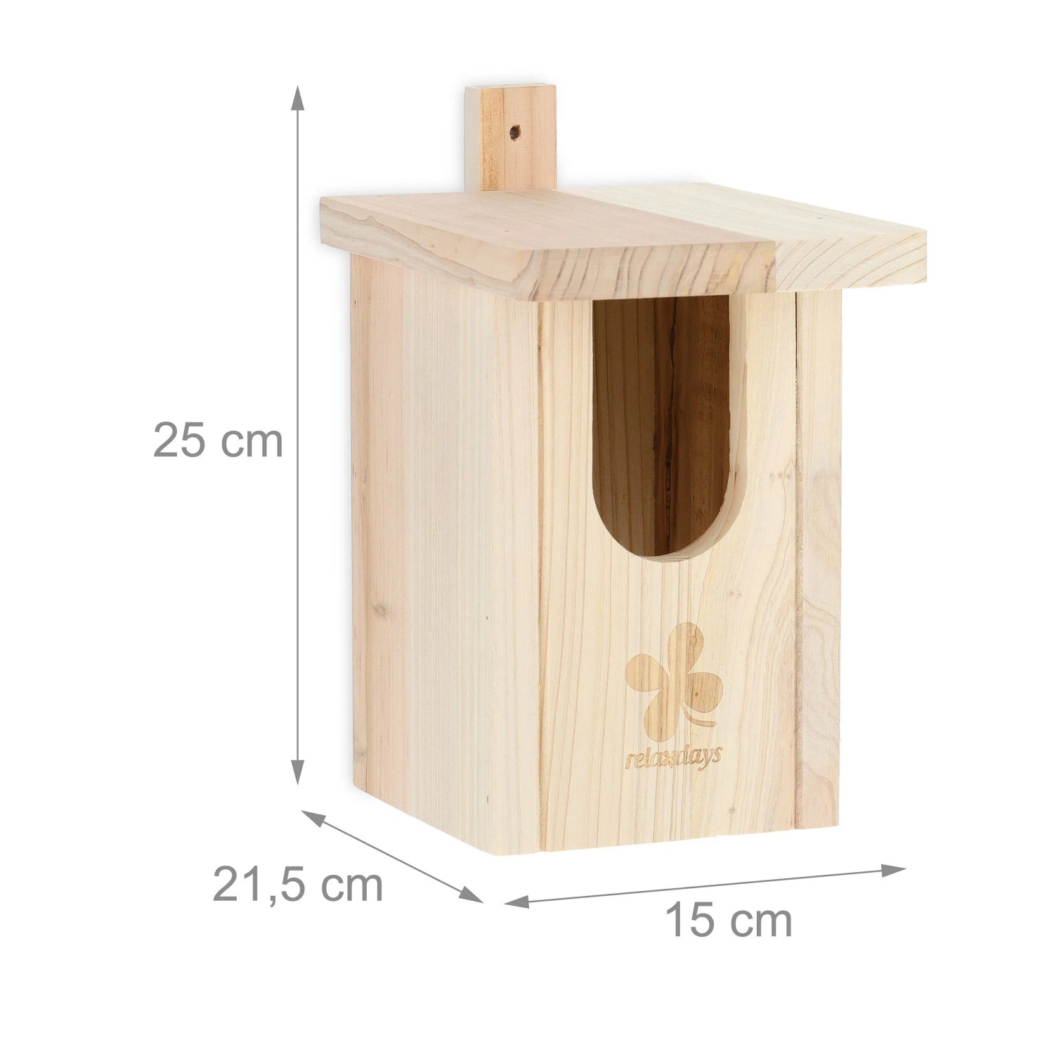 Relaxdays Nistkasten Tannenholz Natur Entnehmbarer Boden 25 cm x 15 cm x 21,5 cm 0,8 kg_4