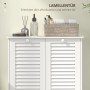 HOMCOM Wäscheschrank, weiß, mit Lamellentüren und zwei Wäschekörben. Badregal für mehr Ordnung.