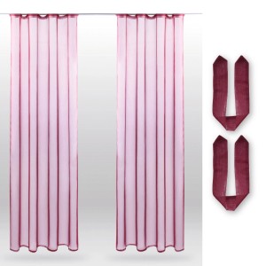 Bestlivings Dekoschal Noella 2er Pack Bordeaux mit Raffhaltern. Transparente Fenstervorhänge.
