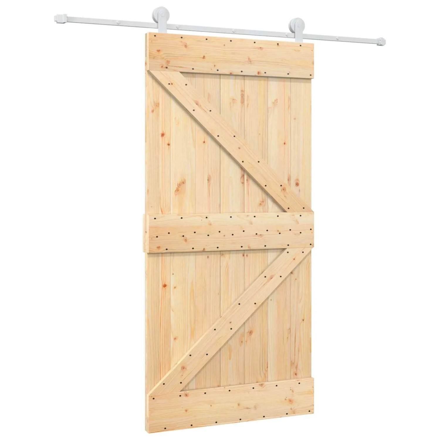 vidaXL Schiebetür Natur und Weiß 100 x 210 cm Massives Kiefernholz 3445025