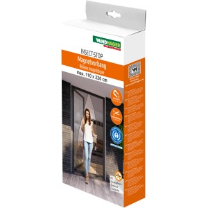 Verpackung des Windhager Magnetvorhangs Anthrazit 110x220 cm, Insektenschutz für Türen.