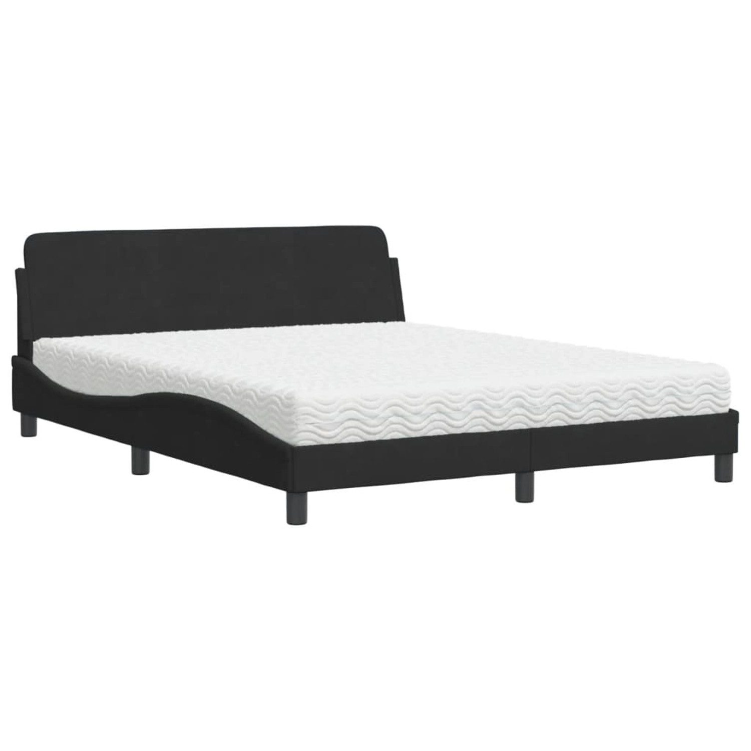 vidaXL Bett mit Matratze Dover Schwarz 160x200 cm Samt 3208433