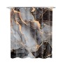 SANILO Duschvorhang mit abstraktem Marmor-Design in Grau, Schwarz und Gold, 180x200 cm.