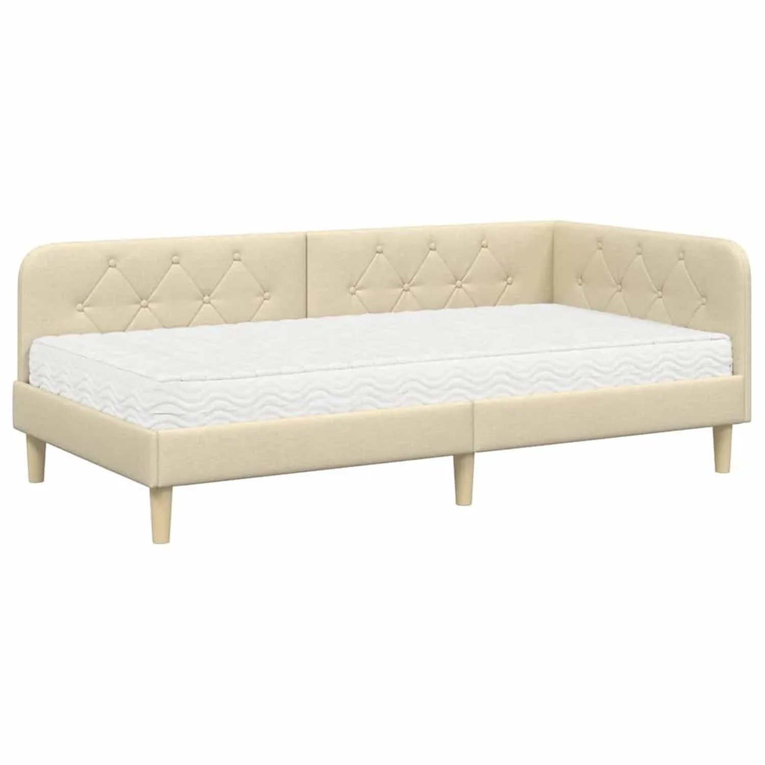 vidaXL Eckbettgestell mit Matratze Creme 100 x 200 cm Stoff 3394131 günstig online kaufen