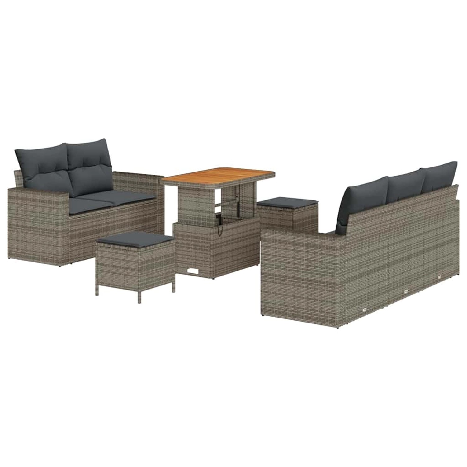 vidaXL Garten-Sofa-Set Höhenverstellbar 8-Tlg Grau Poly Rattan 3361563 günstig online kaufen