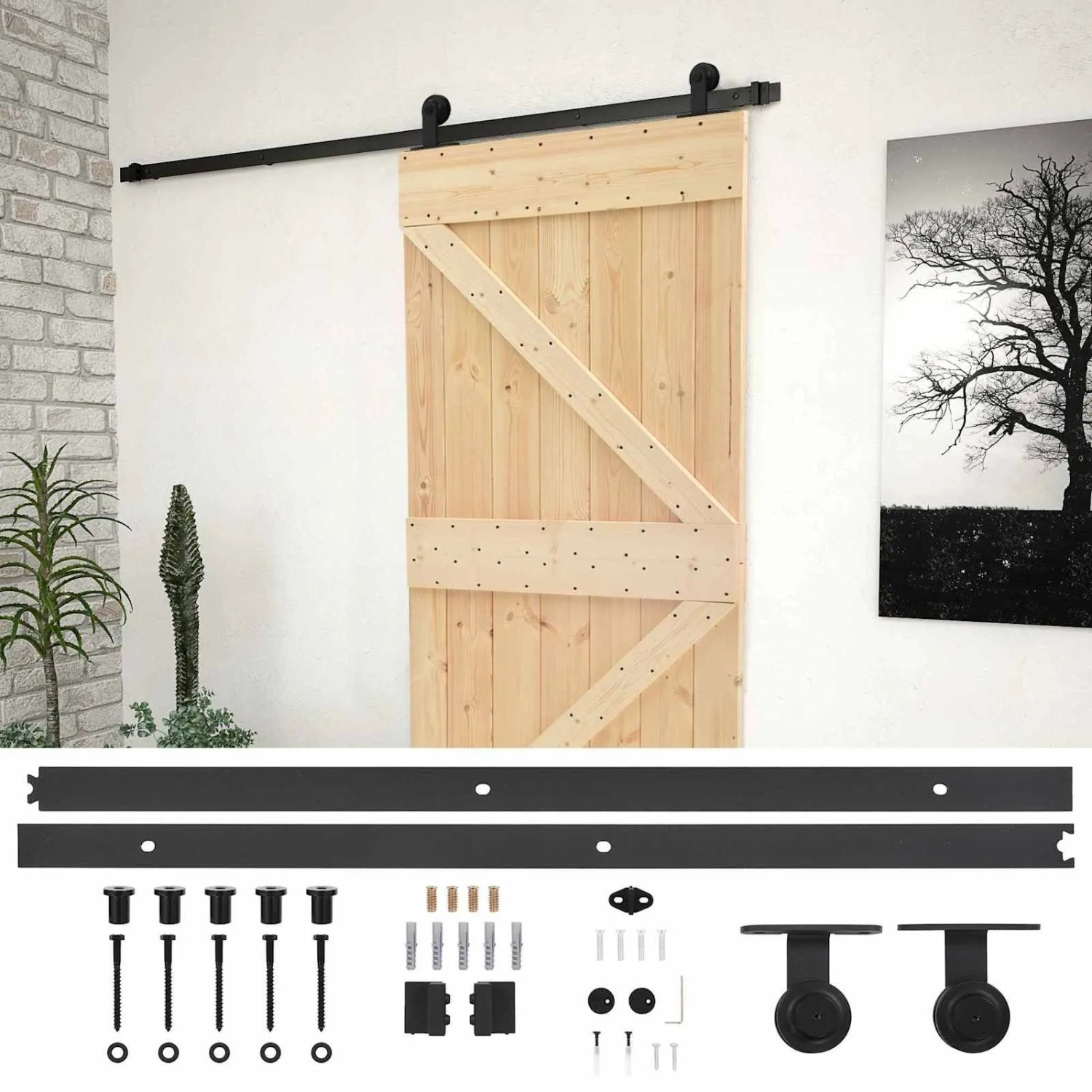 vidaXL Schiebetür Natur und Schwarz 80 x 210 cm 3444854