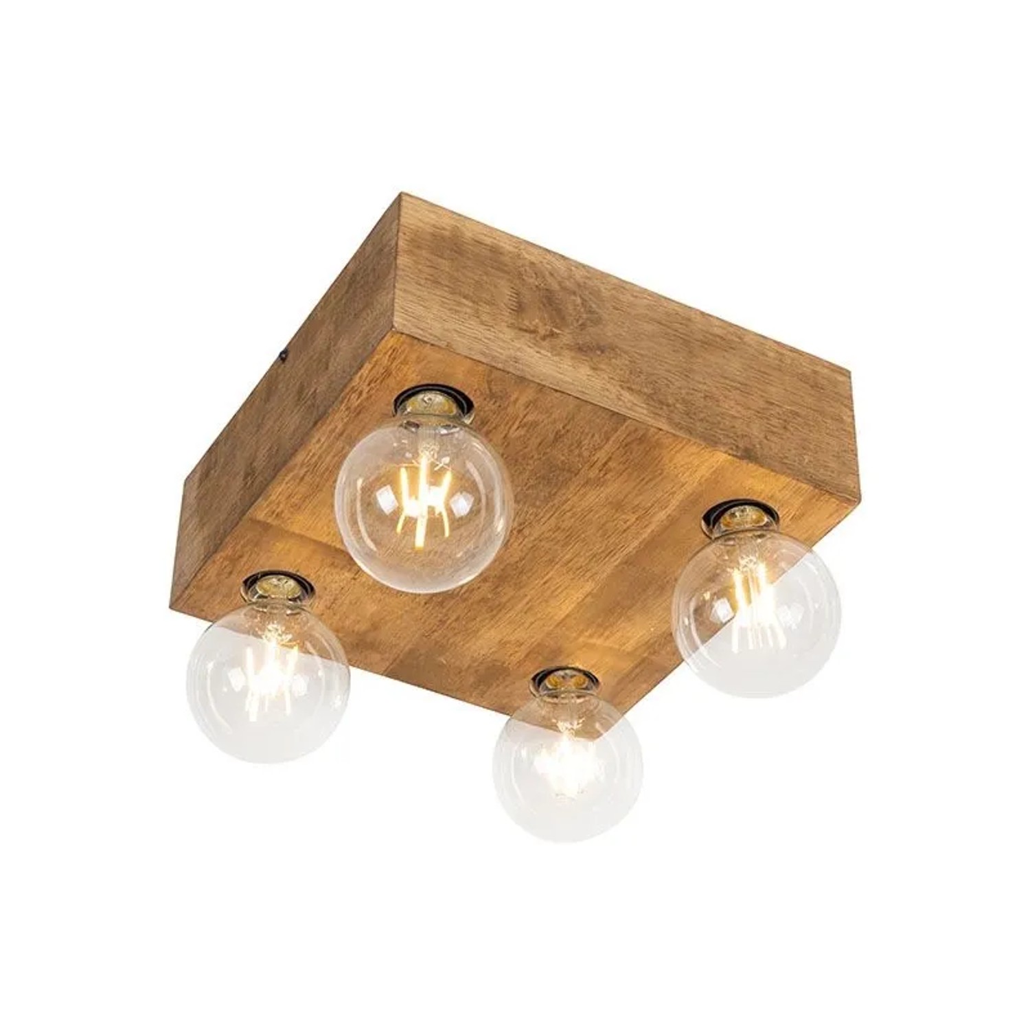 QAZQA Land Deckenleuchte Dunkles Holz 4 Licht Block