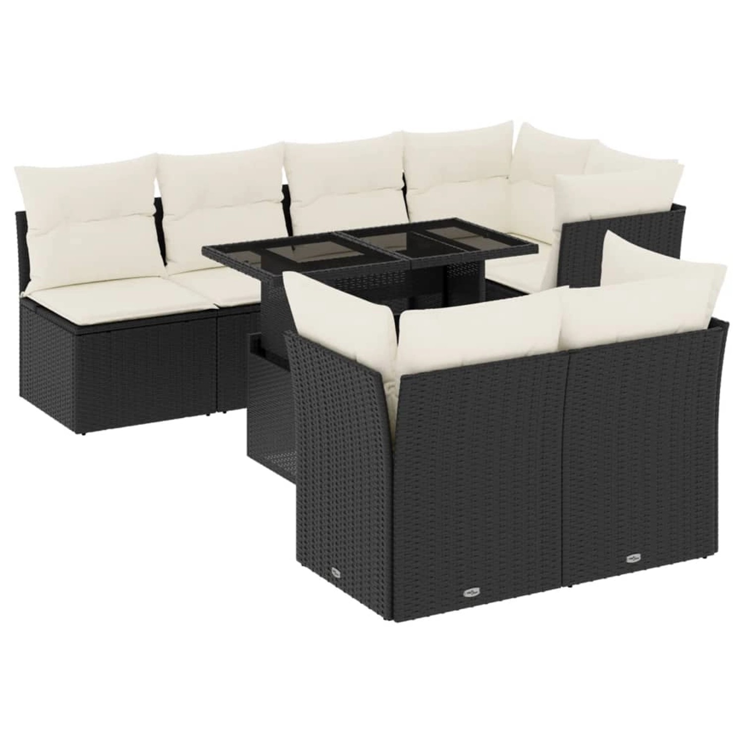 vidaXL 8-Tlg Garten-Sofagarnitur mit Kissen Schwarz Poly Rattan 3266406 günstig online kaufen