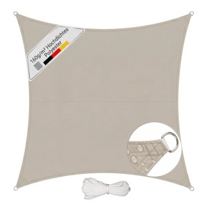 Taupefarbenes rechteckiges Sunula Sonnensegel aus 160g/m² Polyester, wasserabweisend, mit UV-Schutz für Garten & Terrasse.