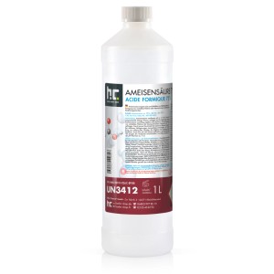 Flasche Höfer Chemie Ameisensäure 75% in technischer Qualität, 1 Liter.