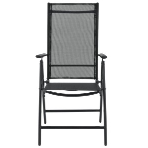 Dunkelgrauer Juskys Gartenstuhl Milano mit Textilgewebe und Aluminiumrahmen.