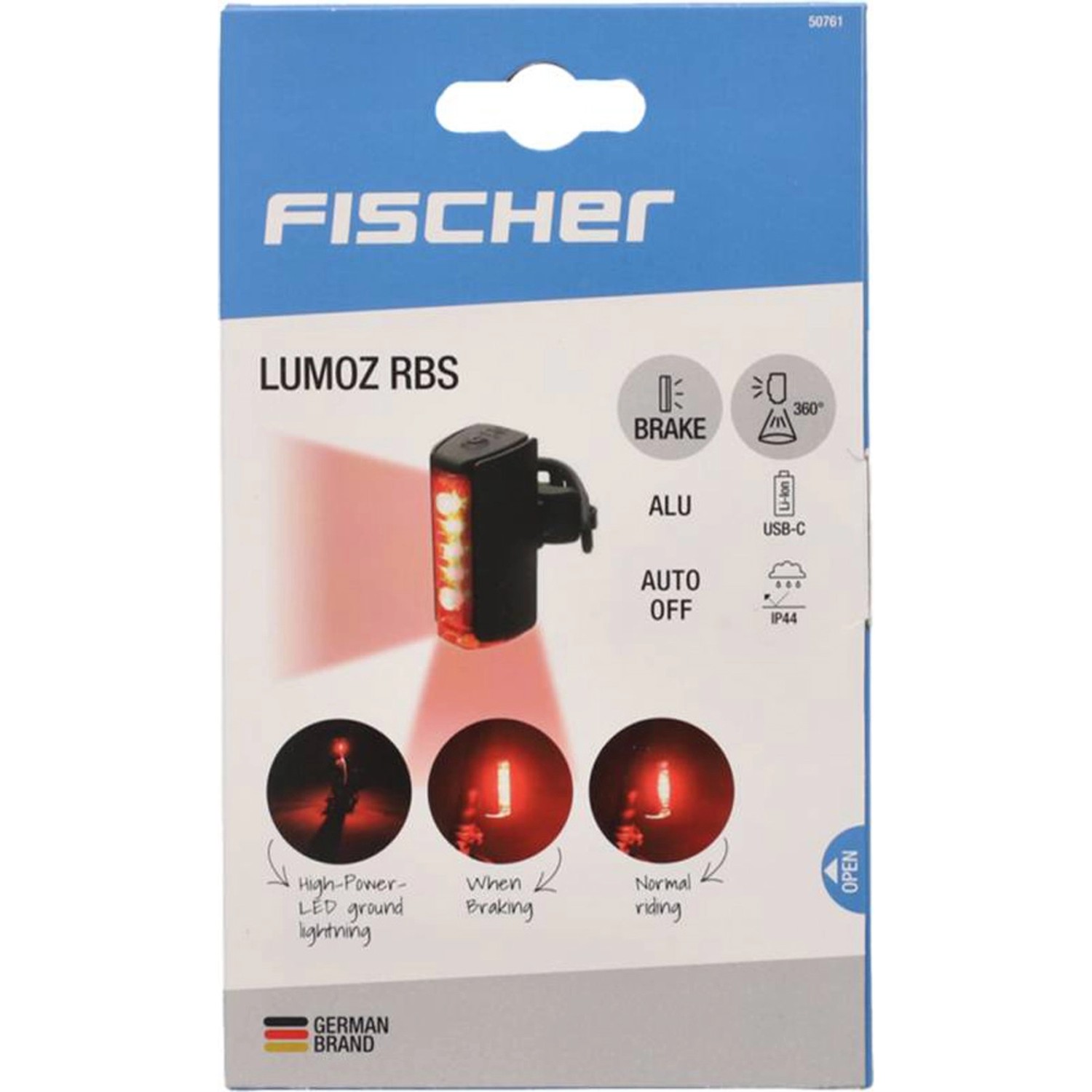 Fischer achter, led-remlicht met accu, zwart, staaflamp met remlicht Fischer achter, led-remlicht met accu, zwart, staaflamp met remlicht