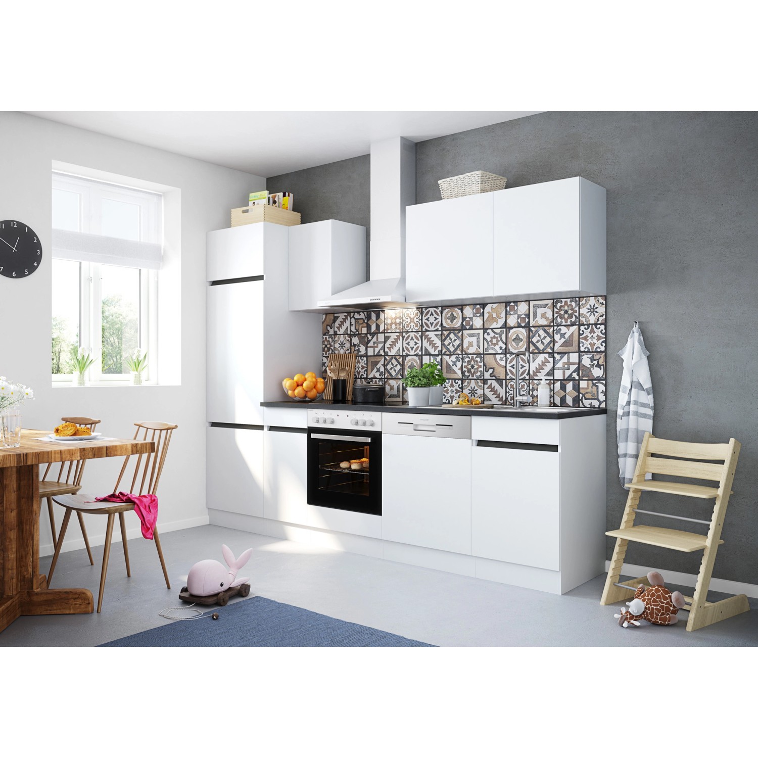 Optifit Küchenzeile/Küchenblock OPTIkombi Luca932 ohne E-Geräte 270 cm Breite Weiß