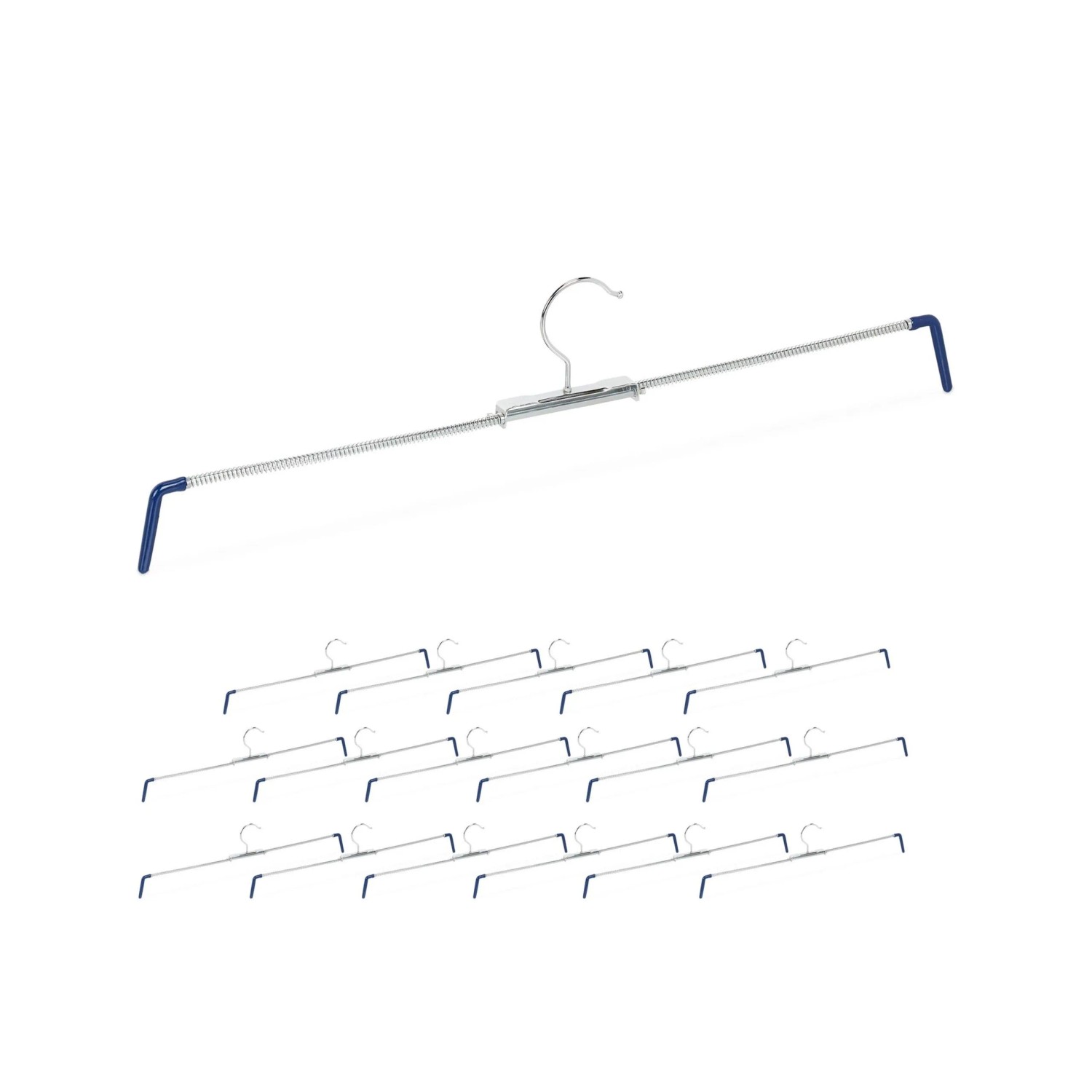 Relaxdays Hosenspannbügel 18er Set Metall Silber Rutschfest 13 cm x 51,5 cm x 1,5 cm