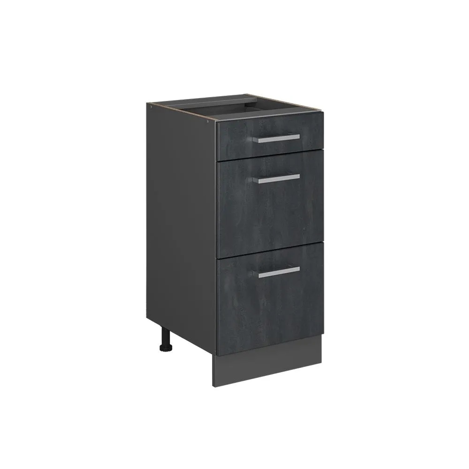 Vicco Küchenunterschrank R-Line Schwarz Beton 40 cm ohne Arbeitsplatte mit Anthrazit Korpus Opt2