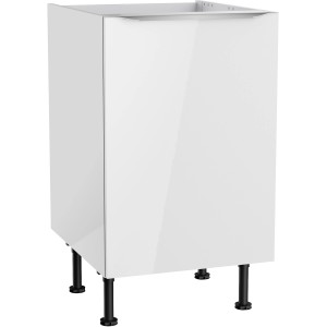 Optifit Spülenunterschrank Arvid986, 50 cm, weiß, mit Tür und Edelstahlgriff.