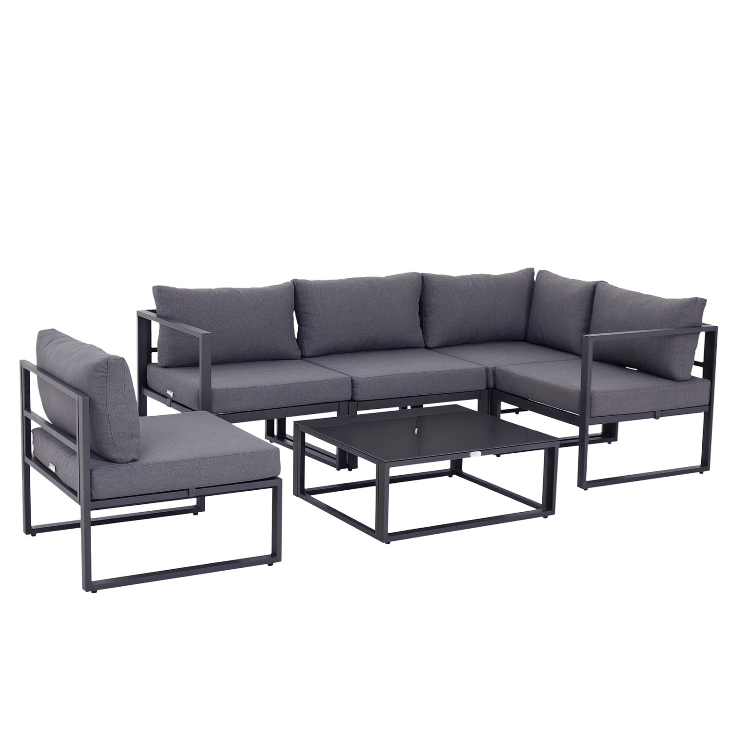 Outsunny Garten Sofa Set Aluminium Polyester Hartglas Grau B69 x T65 x H63 günstig online kaufen