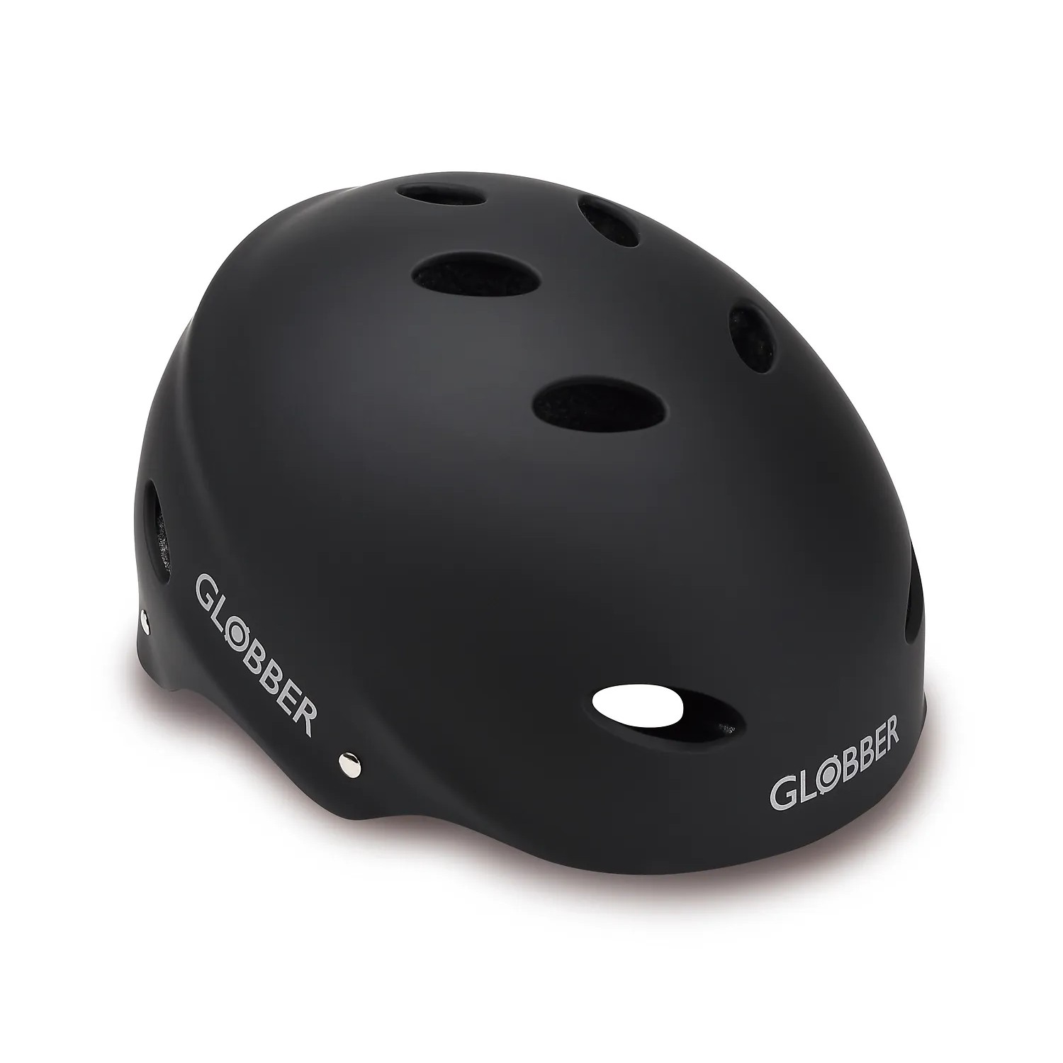 Schwarzer Globber Helm Adult, Größe L, für Erwachsene, mit Reflektoren und Belüftungsöffnungen.