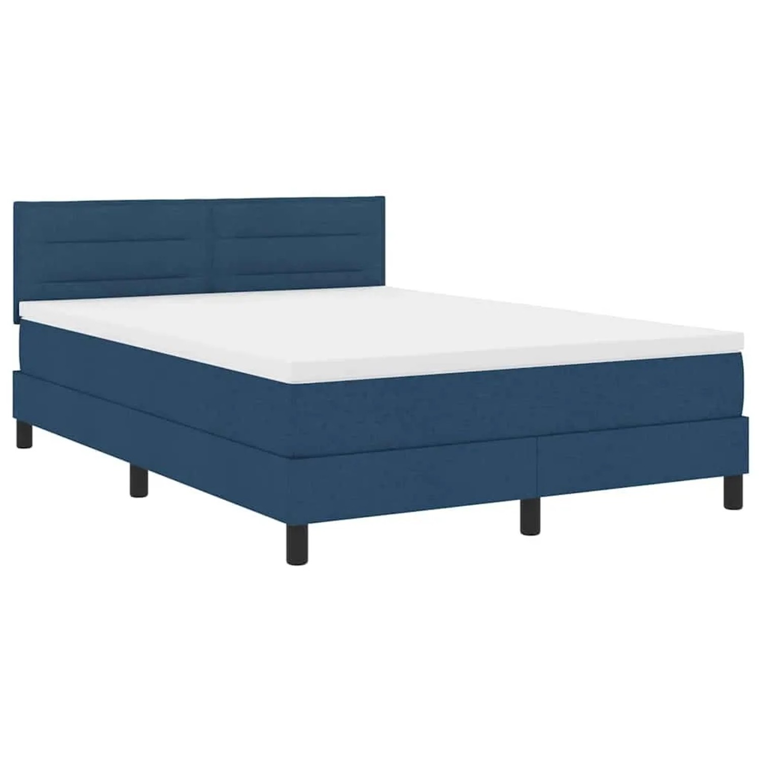 vidaXL Boxspringbett mit Matratze mit Kopfteil Blau 140 x 190 cm Stoff 3342134
