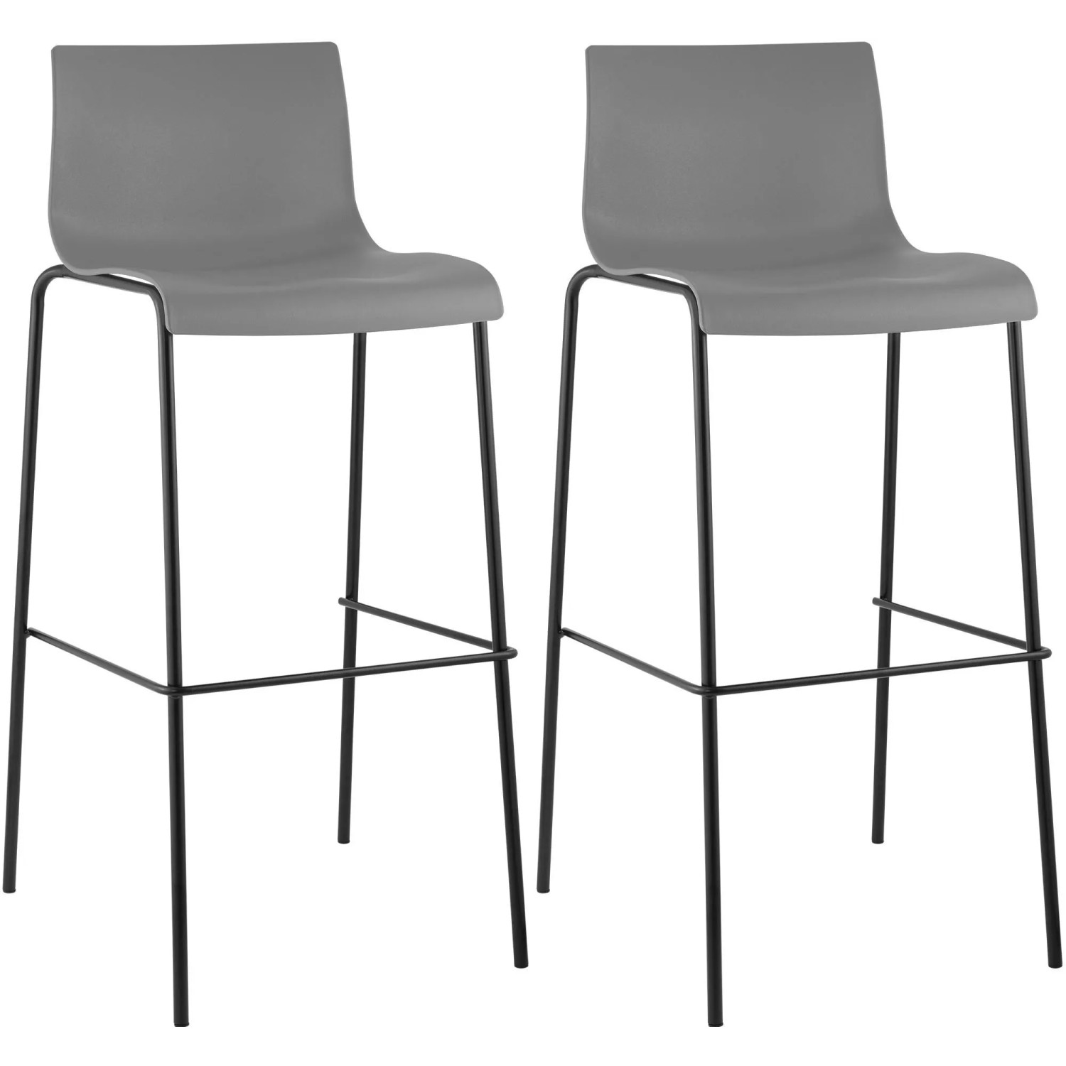 CLP 2er Set Barhocker Hover Kunststoff 4-Fuß Gestell Grau/Schwarz