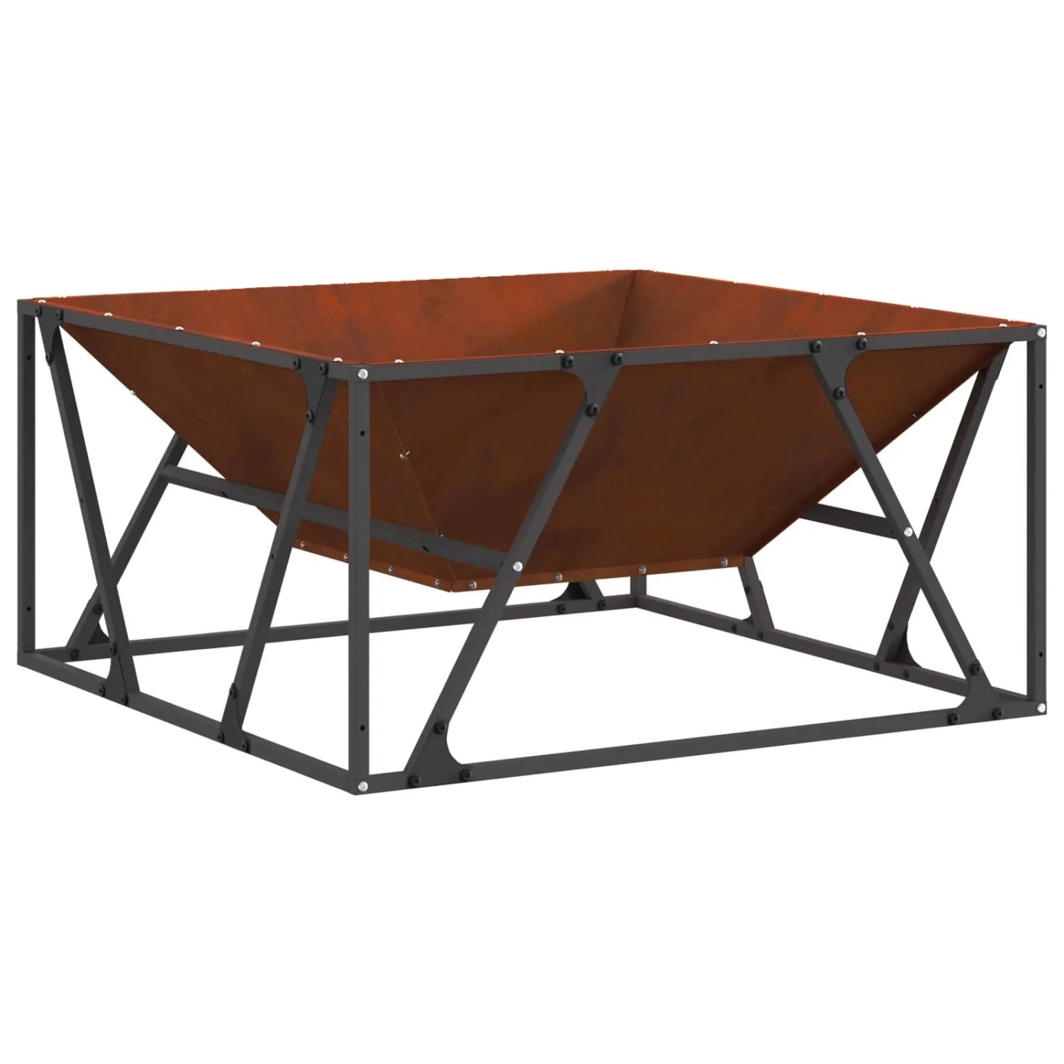 vidaXL Feuerstelle Braun 80 x 80 x 40 cm Wetterfeststahl 858995