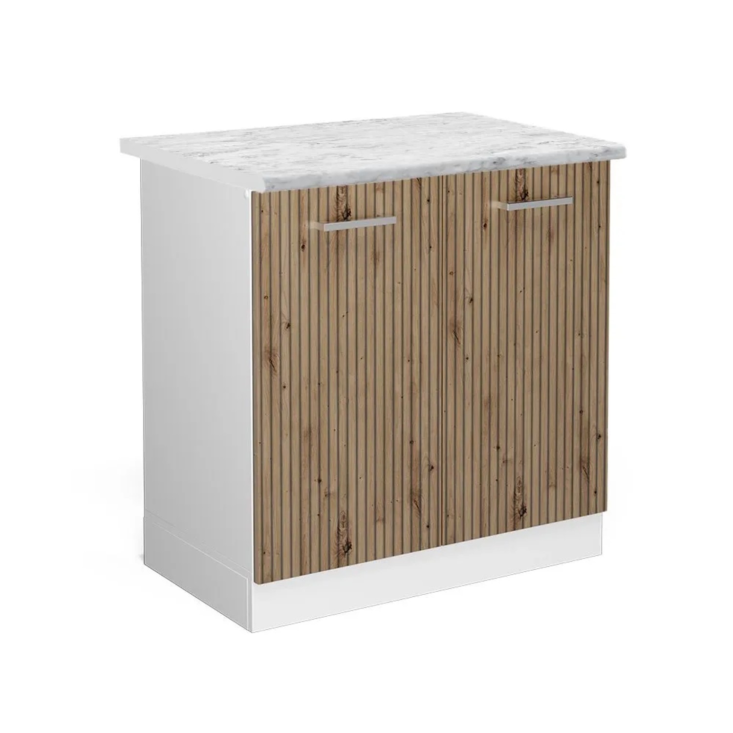 Vicco Spülenunterschrank R-Line Küchenunterschrank für die Spüle Artisan-Eiche Weiß 80 cm AP Marmor