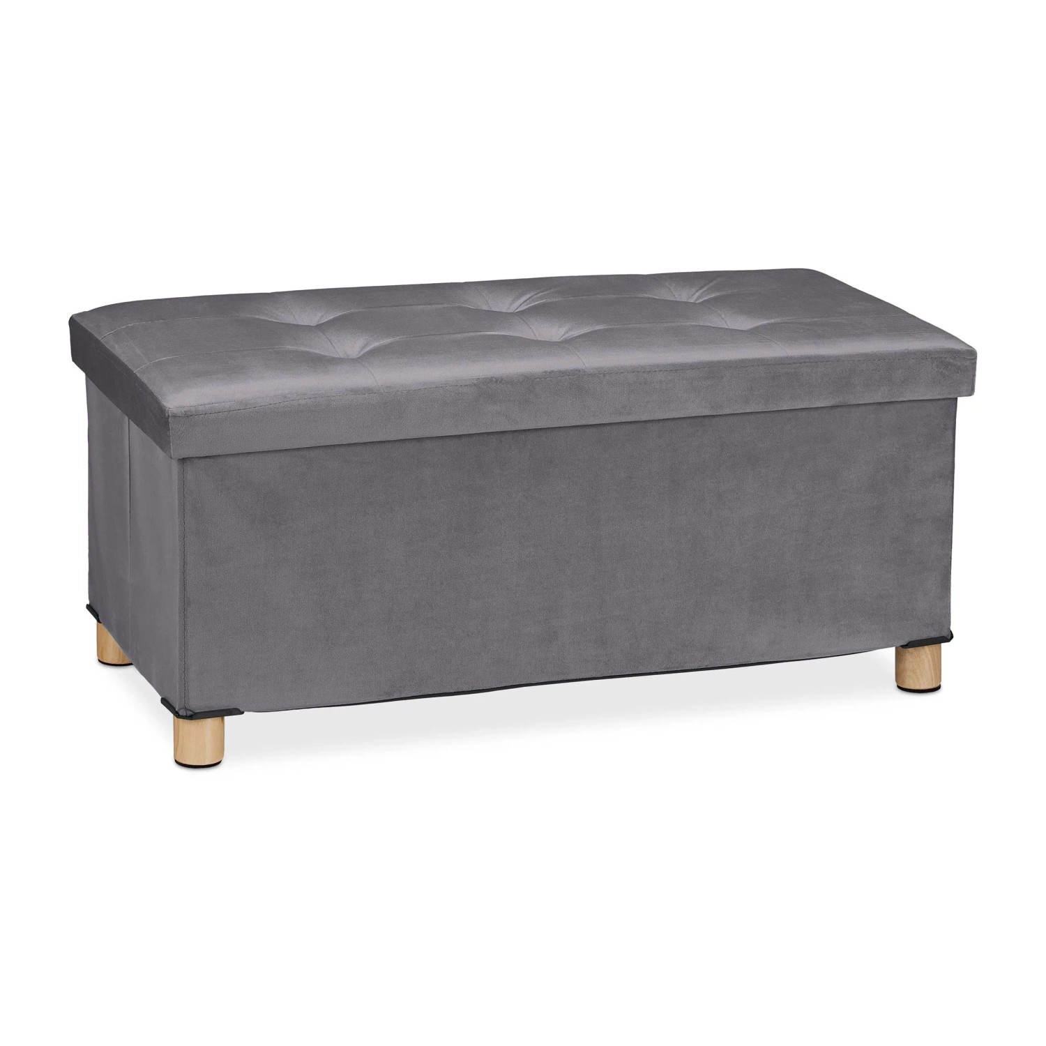 Relaxdays Sitzbank Samt Dunkelgrau Faltbar 34 cm x 76 cm x 38 cm 5,3 kg