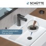 Schütte Waschtischarmatur Elephant, Graphit matt, mit Pop-Up Ventil im weißen Waschbecken.