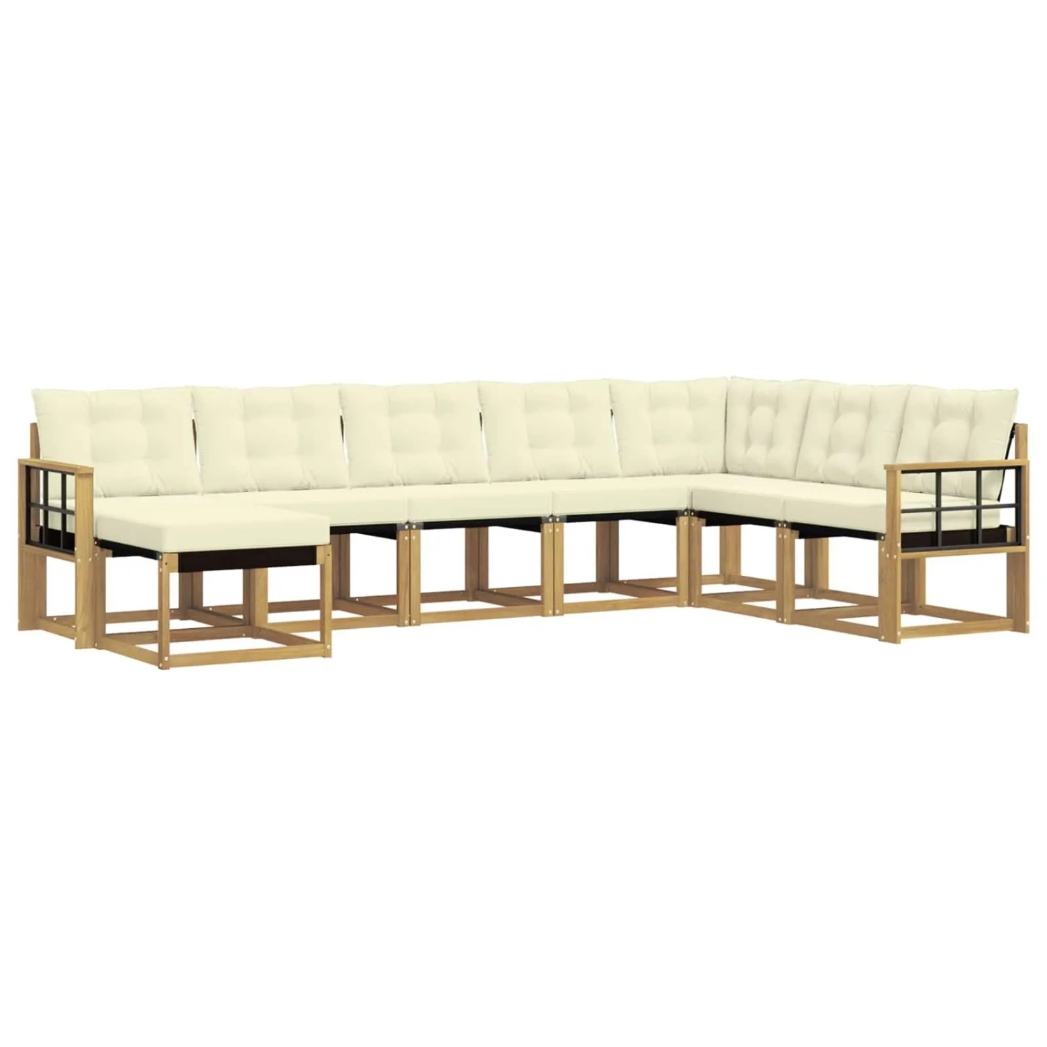 vidaXL Outdoor-Sofagarnitur mit Kissen 8-Tlg Weiß und Creme 3389768