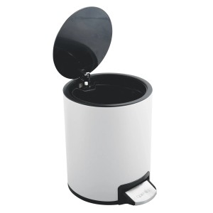 Weißer Spirella Kosmetikeimer Riku mit Pedal und offenem Deckel, 3 Liter Fassungsvermögen.