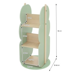 Drehbares Joyz Kinder Bücherregal in Baumform, grün-natur, 48x96 cm, aus Holz, 2-seitig.