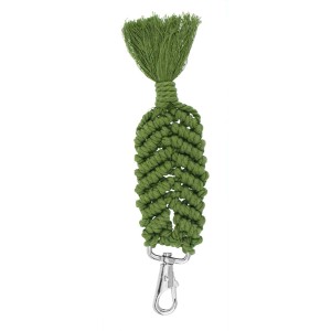 Olivgrüner Makramee-Anhänger mit Karabinerhaken, 3 mm Rope, 250 g.