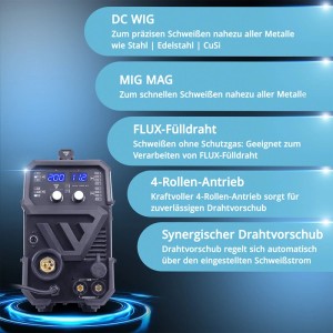 STAHLWERK 3-in-1 Kombi-Schweißgerät MTM 200 ST für WIG, MIG, MAG und MMA Schweißen.